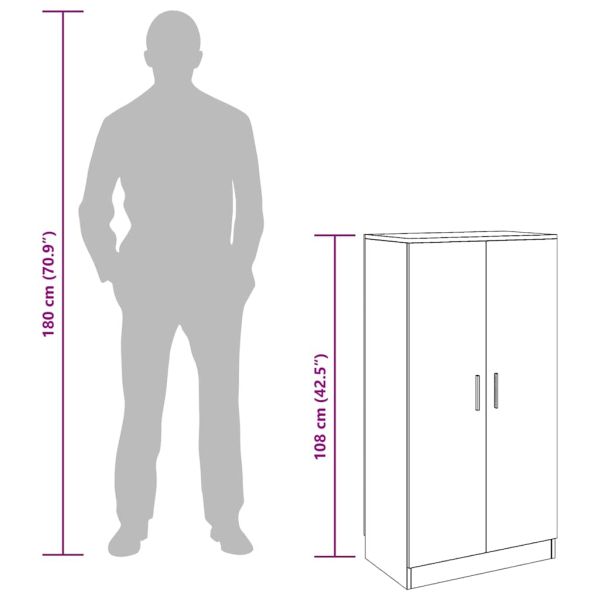 Шкаф за обувки, бетонно сив, 55x35x108 см, инженерно дърво
