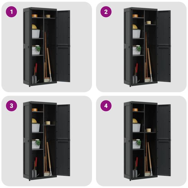 Външен шкаф за съхранение, черен, 65x37x165 см, PP