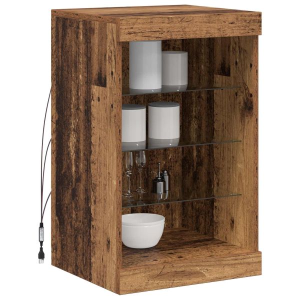 LED конзолна маса Старо дърво 41 x 37 x 67 см Инженерно дърво