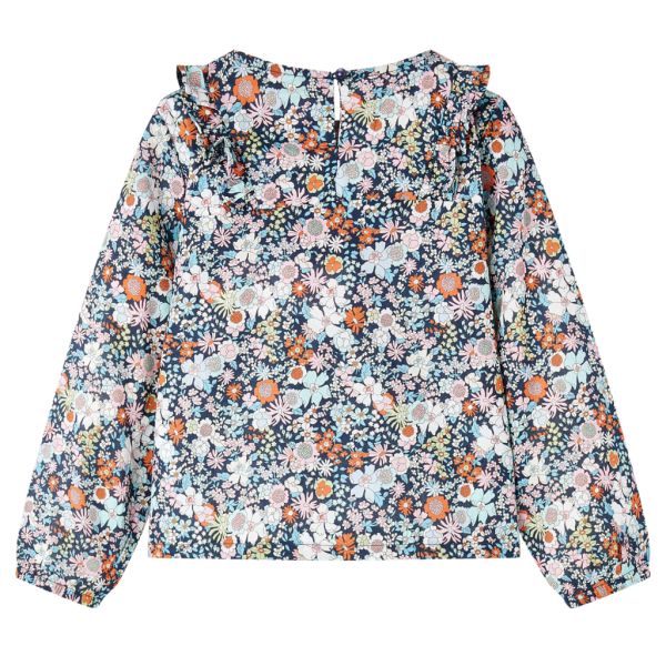 Детска риза с дълъг ръкав, тъмносиньо, 140