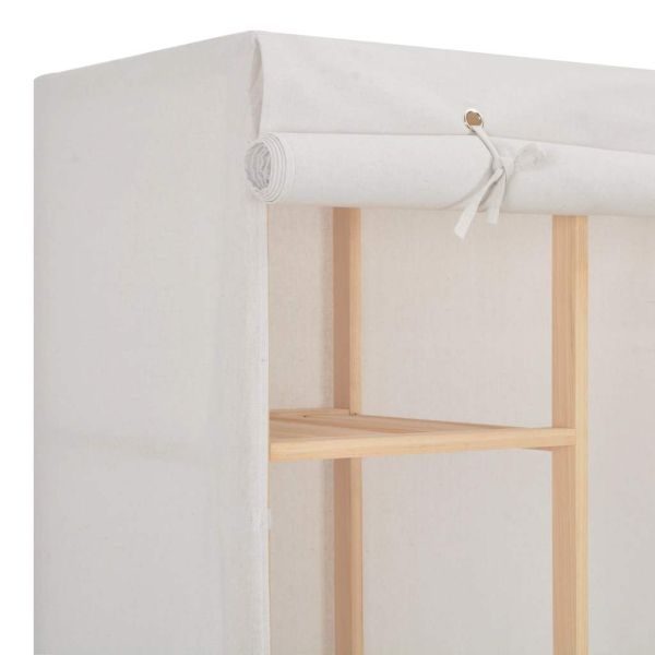 Гардероб, бял, 135x40x170 см, текстил