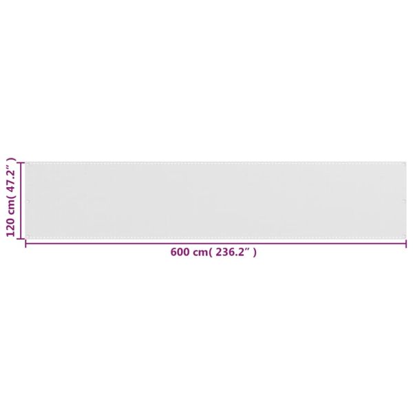 Балконски параван, бял, 120x600 см, HDPE