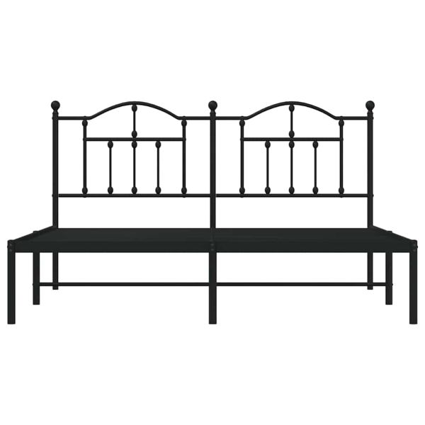 Метална рамка за легло с горна табла, черна, 160x200 см