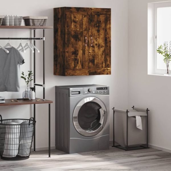 Стенен шкаф опушен дъб 69,5x34x90 см инженерно дърво