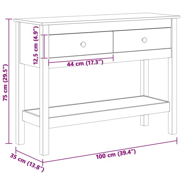 Конзолна маса с рафт Кафяво с восъчно покритие 100 x 35 x 75 см