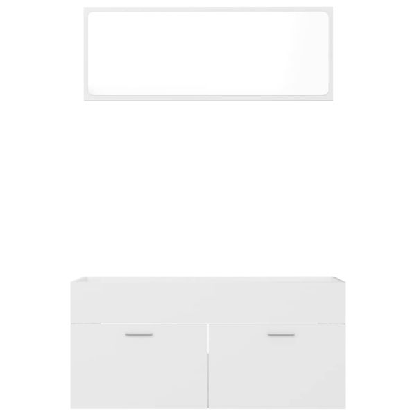 Комплект мебели за баня, бял, инженерно дърво