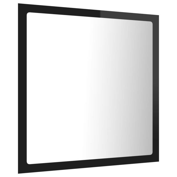 LED огледало за баня, черен гланц, 40x8,5x37 см, акрил