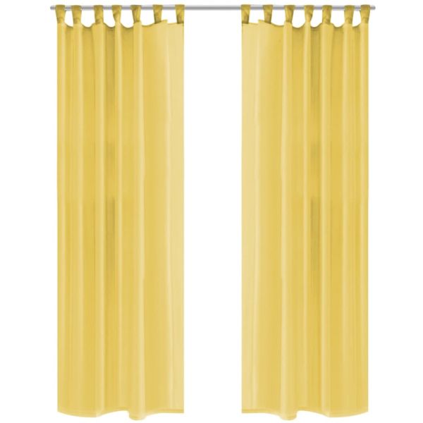 Пердета от воал, 2 бр, 140x175 см, жълти
