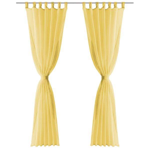 Пердета от воал, 2 бр, 140x175 см, жълти
