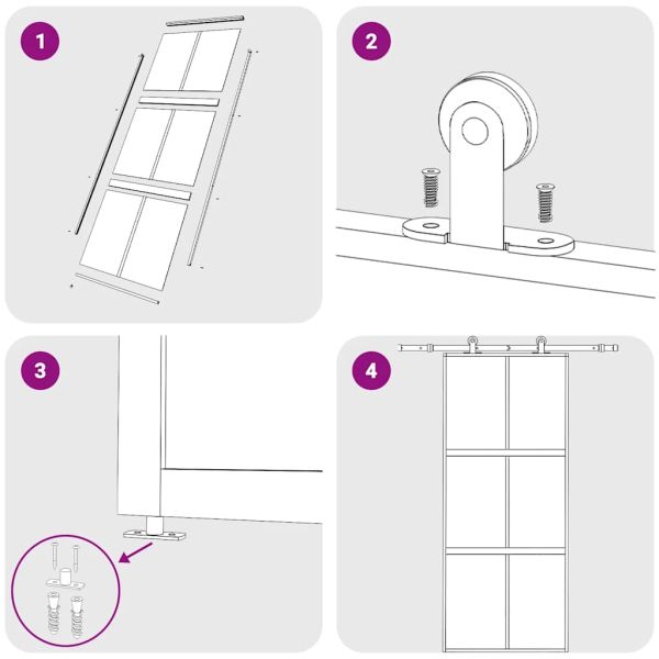 Плъзгаща се врата 90x205 см матирано ESG стъкло и алуминий