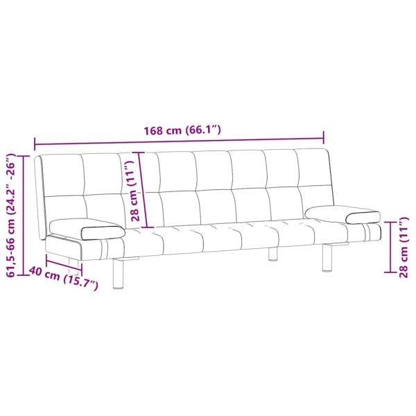 Разтегателен диван с две възглавници, кафяв, изкуствена кожа