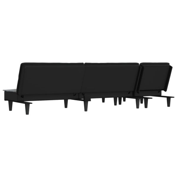 Г-образно разтегателно канапе светлосиво 255x140x70 см плат