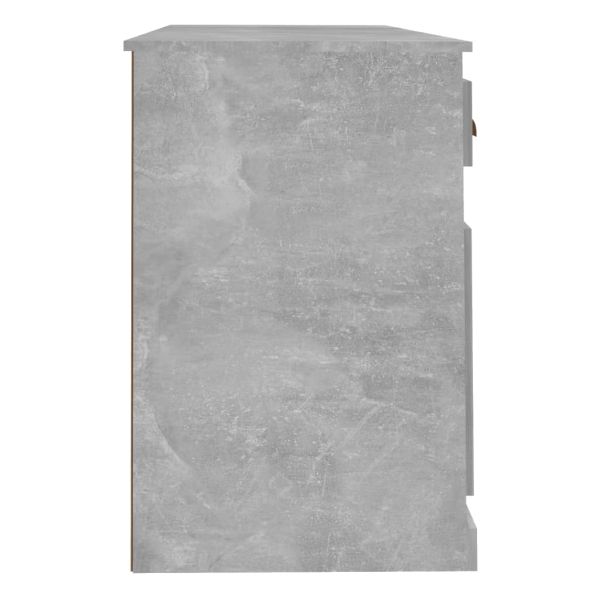 Бюро със страничен шкаф, Бетонно сиво, инженерно дърво