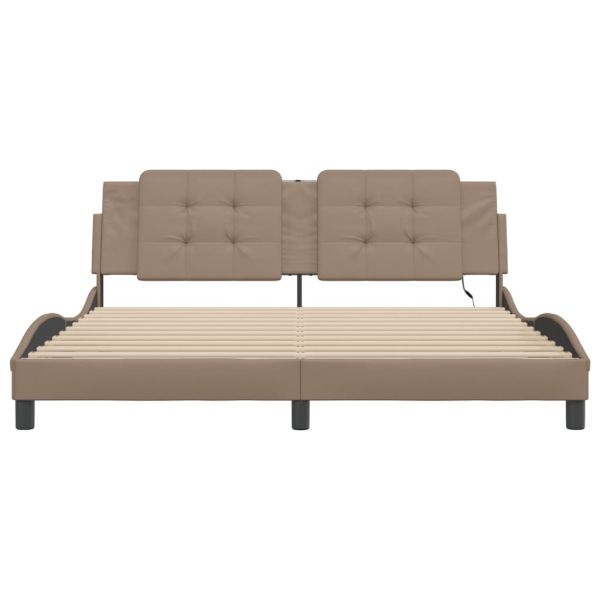 Рамка за легло с LED без матрак Zadar, капучино, 180x200 см