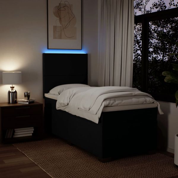 Боксспринг легло с матрак, черно, 80x200 см, плат