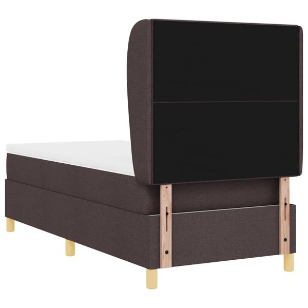 Легло с пружинирана основа Тъмен кафяв 190 x 90 cm текстил