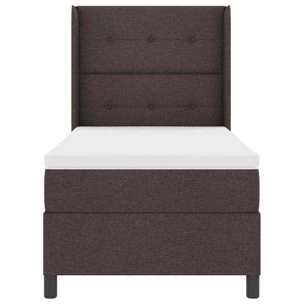 Легло с пружинирана основа Тъмен кафяв 200 x 90 см текстил