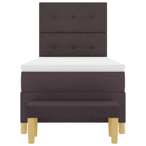 Легло с пружинирана основа Тъмнокафяв 90 x 190 cm текстил