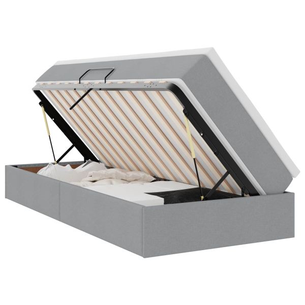 Легло с място за съхранение и матрак Светлосиво 90 x 190 cm
