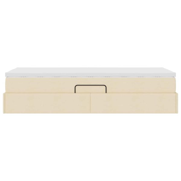 Легло с място за съхранение и матрак Крем 90 x 200 cm Полиестер