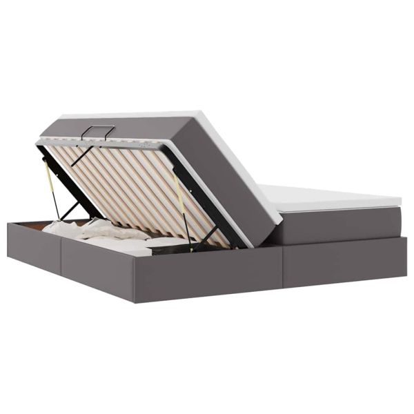 Легло с място за съхранение и матрак с матрак Сив 180 x 200 cm