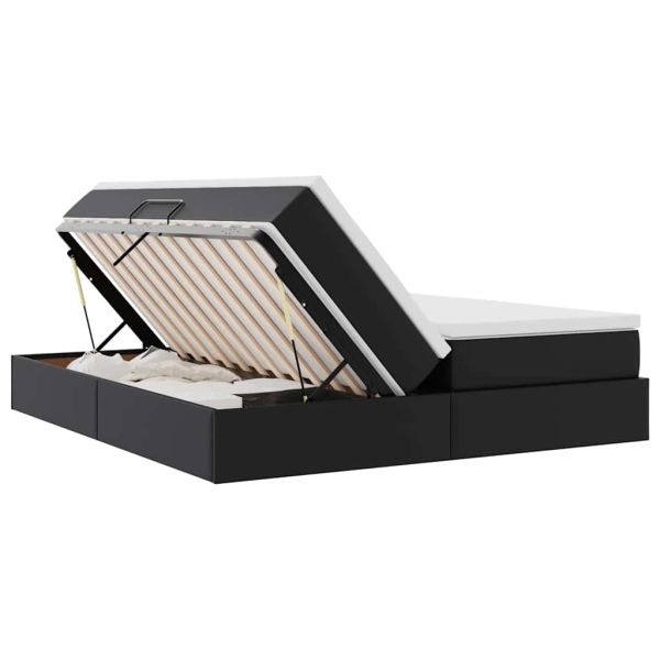 Легло с място за съхранение и матрак Черно 200 x 200 cm