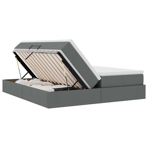 Легло с място за съхранение и матрак Тъмен сив 180 x 200 cm