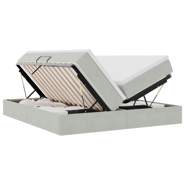 Легло с място за съхранение и матрак Светлосиво 180 x 200 cm