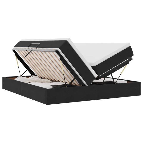 Легло с място за съхранение и матрак Черно 180 x 200 cm Кадифе