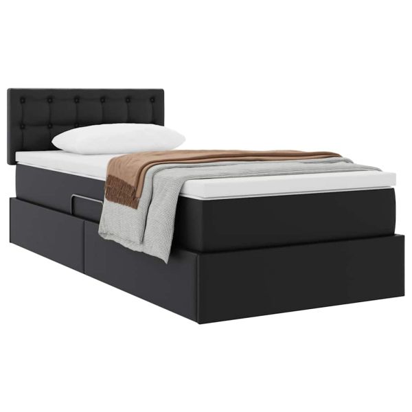 Легло с място за съхранение и матрак с матрак Черно 90 x 190 cm