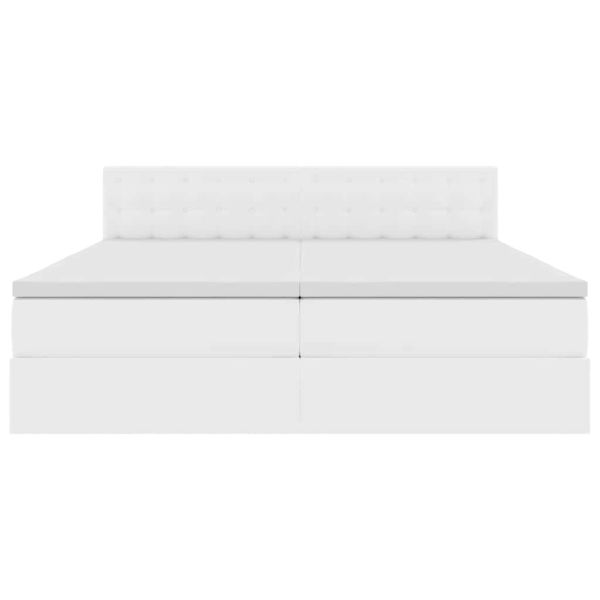 Легло с място за съхранение Чисто бяло 180 x 200 cm Изкуствена