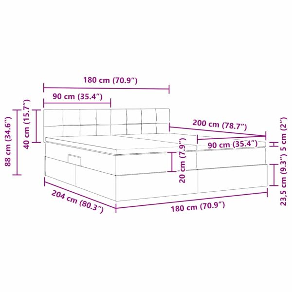 Легло с място за съхранение Светлосиво 180 x 200 cm Изкуствена