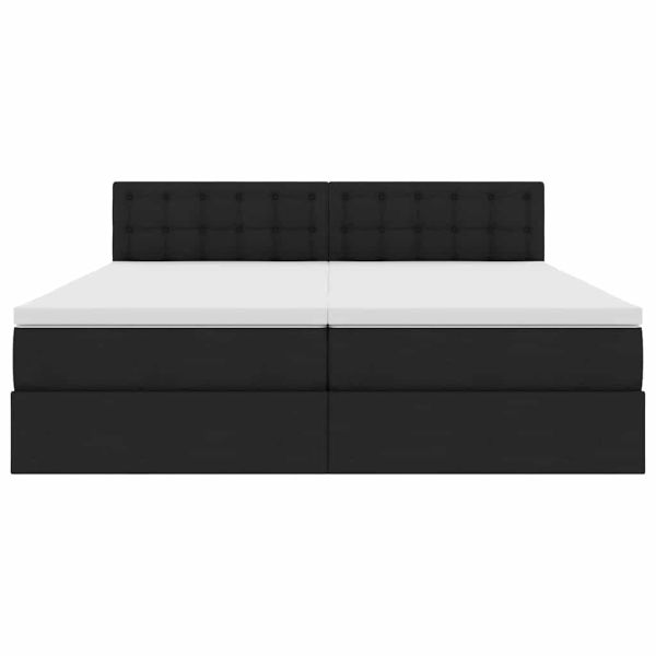 Легло с място за съхранение Черно 200 x 200 cm Изкуствена