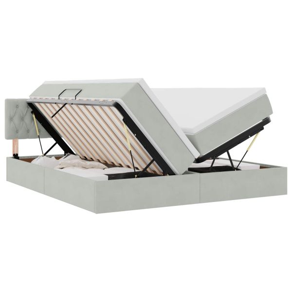 Легло с място за съхранение с матрак Светлосиво 90 x 200 cm