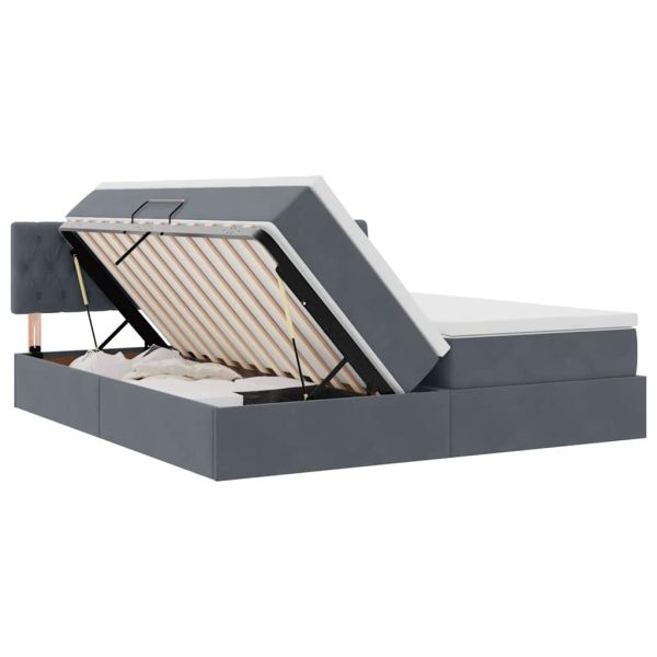 Легло с място за съхранение с матрак Тъмен сив 90 x 200 cm