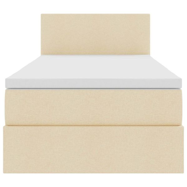 Легло с място за съхранение и LED Кремав 90 x 190 cm текстил