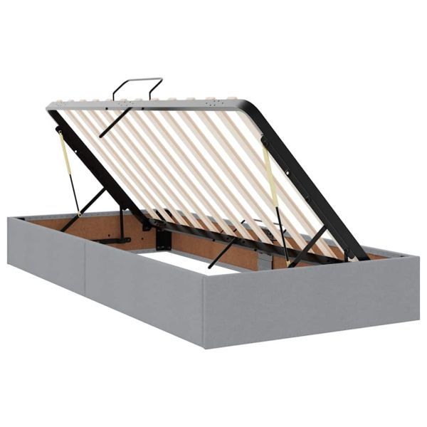Легло с място за съхранение и LED с LED Светлосиво 90 x 190 cm