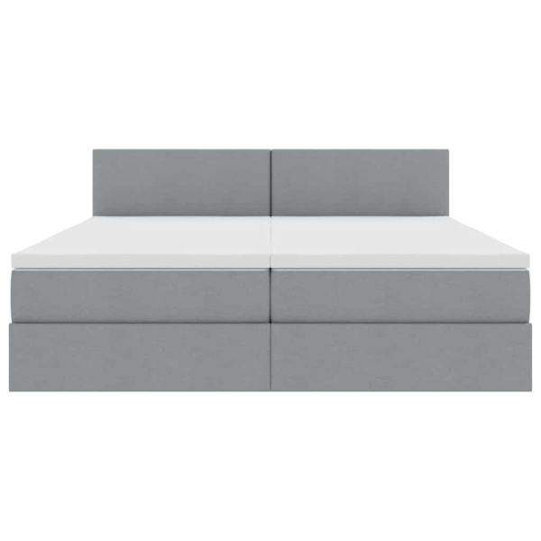 Легло С LED лентисти светлини Светлосиво 180 x 200 cm текстил