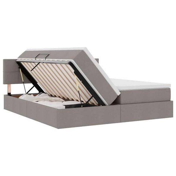 Легло С LED лентисти светлини Таупе 180 x 200 cm текстил