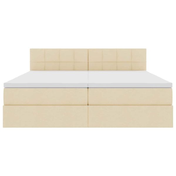 Легло С LED лентисти светлини Кремав 180 x 200 cm текстил