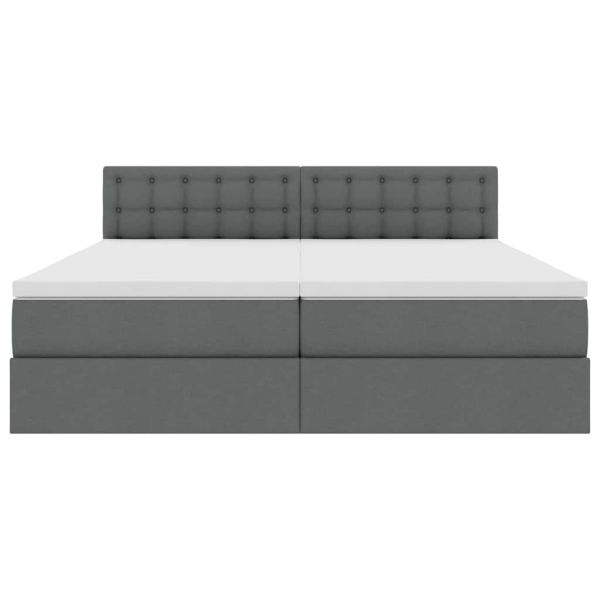 Легло С LED лентисти светлини Тъмен сив 180 x 200 cm текстил