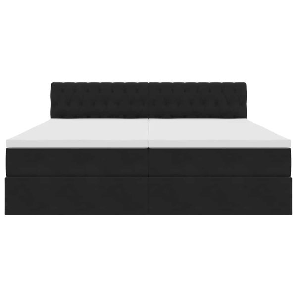 Легло С LED лентисти светлини Черно 180 x 200 cm Кадифе