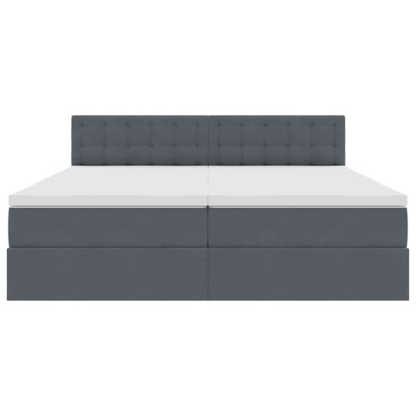 Легло С LED лентисти светлини Тъмен сив 180 x 200 cm Кадифе