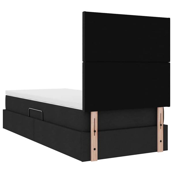 Легло с място за съхранение и матрак с матрак Черно 90 x 190 cm