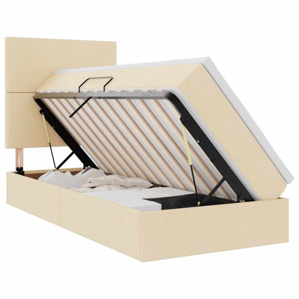 Легло с място за съхранение и матрак Кремав 90 x 190 cm