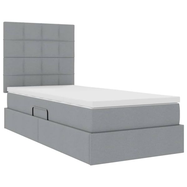 Легло с място за съхранение и матрак Светлосиво 90 x 190 cm