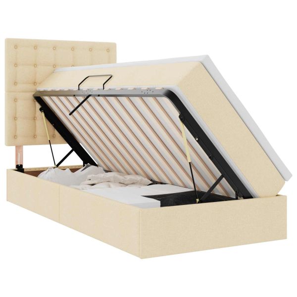 Легло с място за съхранение и матрак Кремав 90 x 190 cm