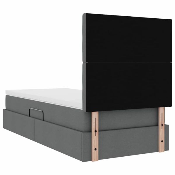 Легло с място за съхранение и матрак Тъмен сив 90 x 200 cm
