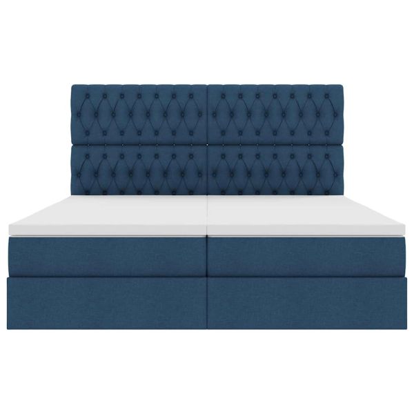 Легло с място за съхранение Синьо 200 x 200 cm Изкуствена