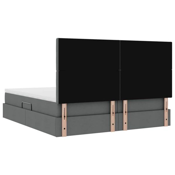 Легло с място за съхранение Тъмен сив 180 x 200 cm Изкуствена